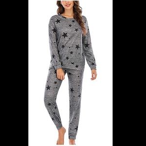 2 piece loungewear dark gray star pajama set